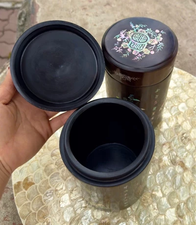 Hộp đựng trà gỗ trắc khảm ốc đỏ 